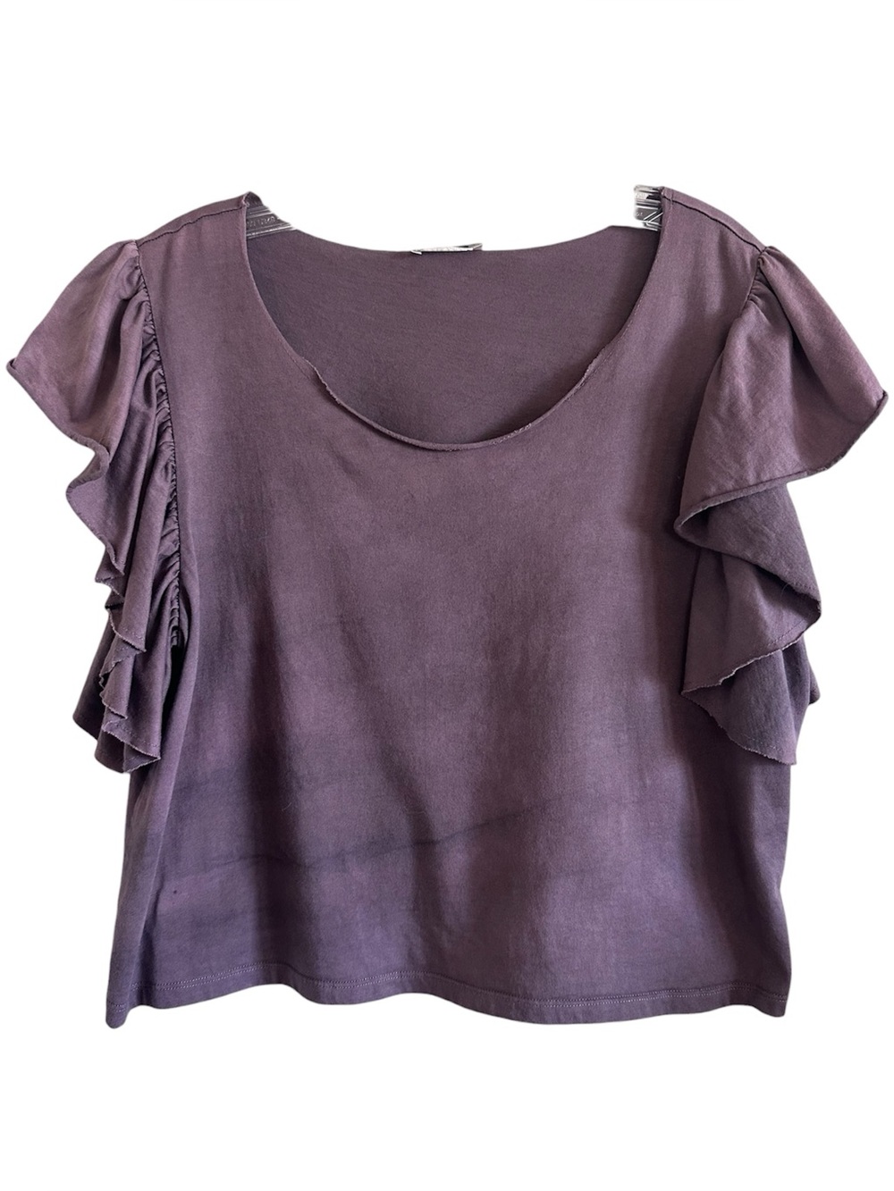 Love Shack Fancy Romantic Flutter Sleeve Crop Top Tee Large